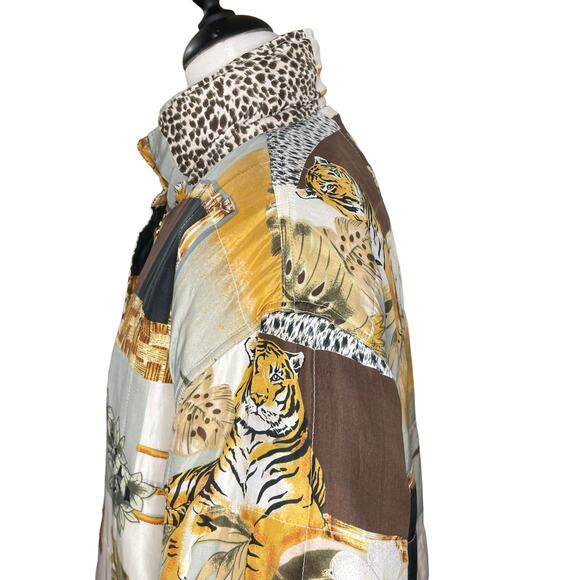 FUDA International Size L Vintage SILK Bomber Asian Inspired Tiger Patchwork - Picture 12 of 14